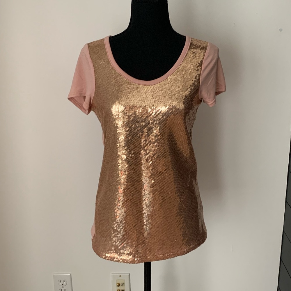 Aryn K Gold Sequin T-shirt